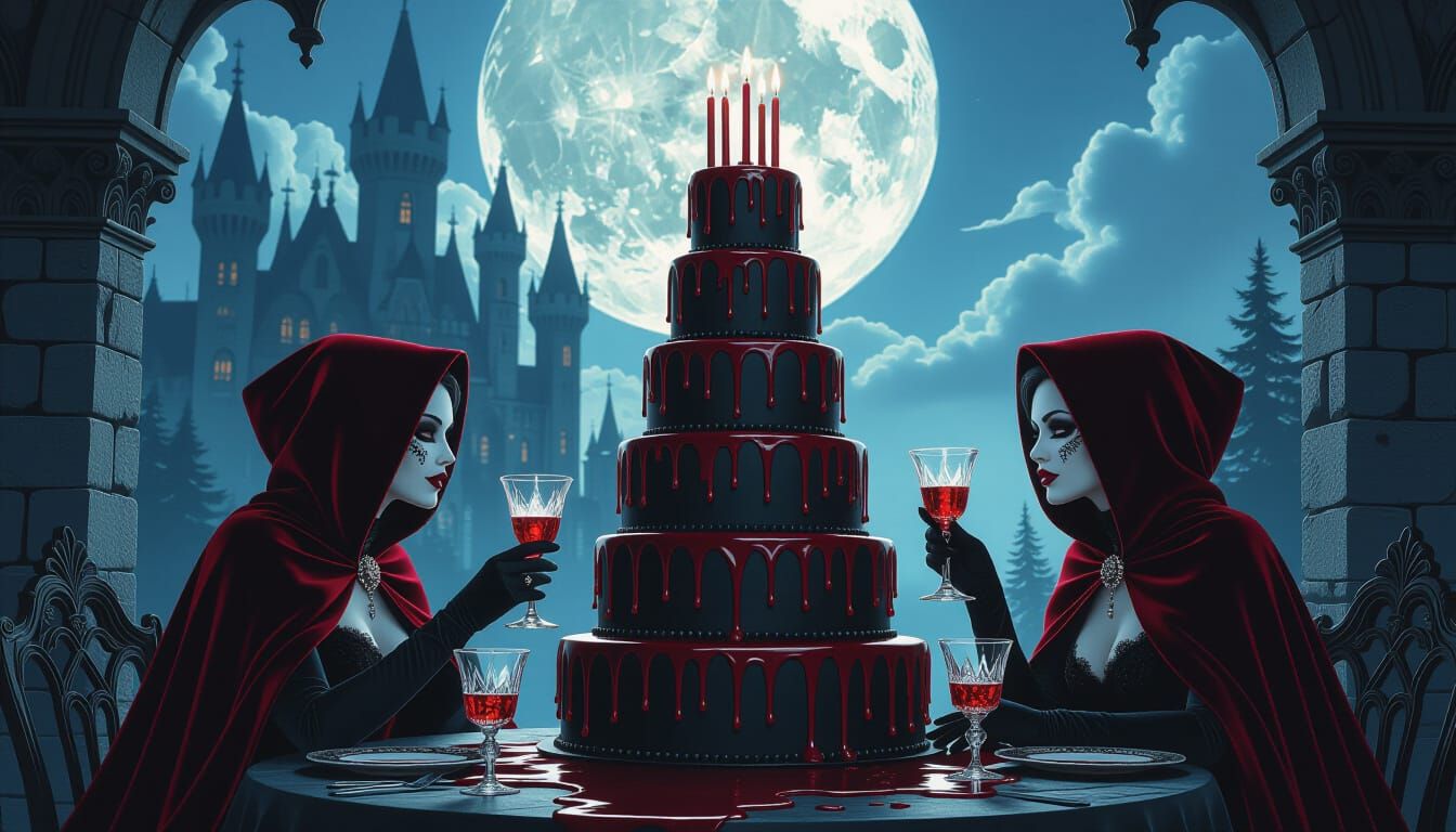 Gothic Vampire Gala in Moonlit Castle