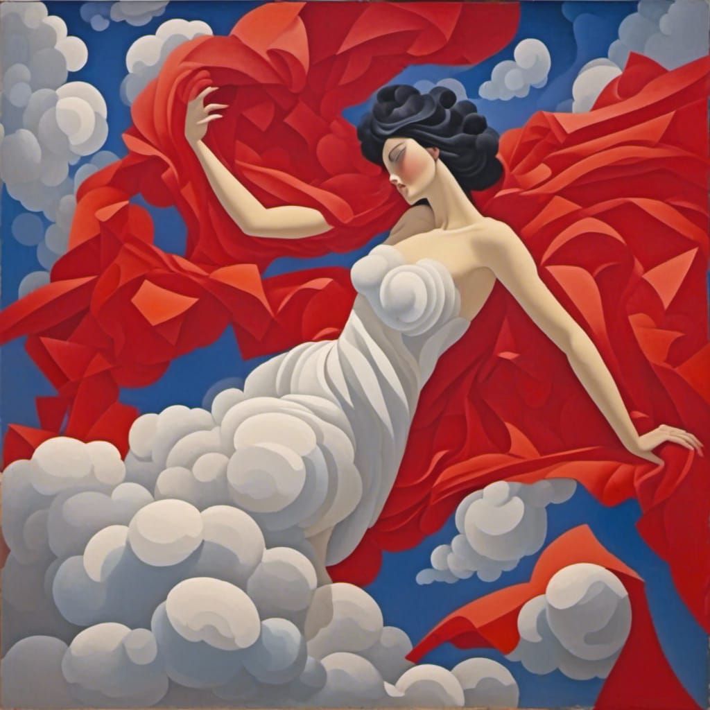 Abstract Cubist Red Cloud Blanket