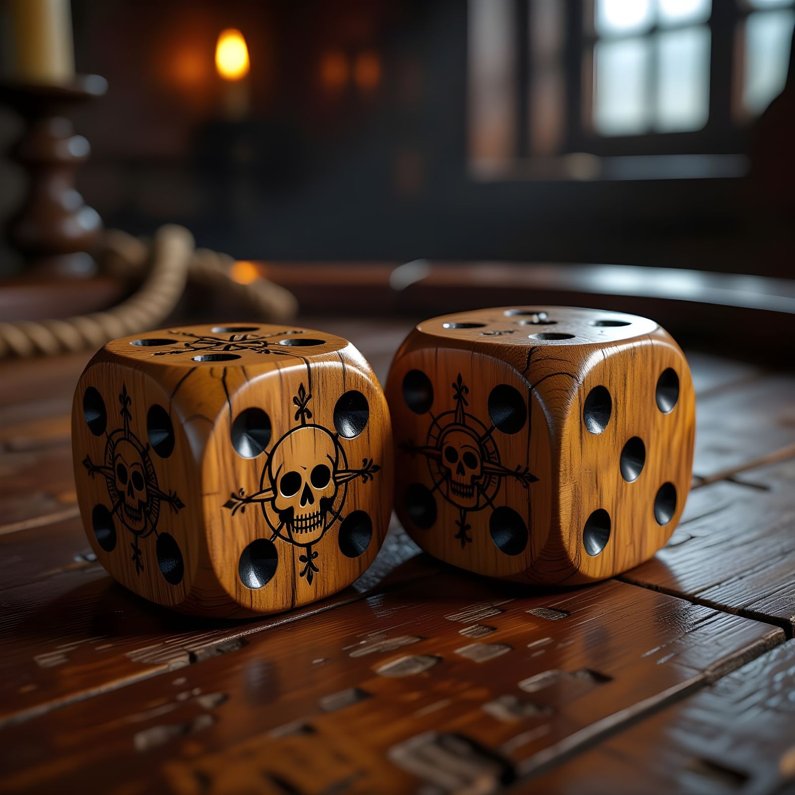 Pirate Dice on Ship Table in Fantasy Style