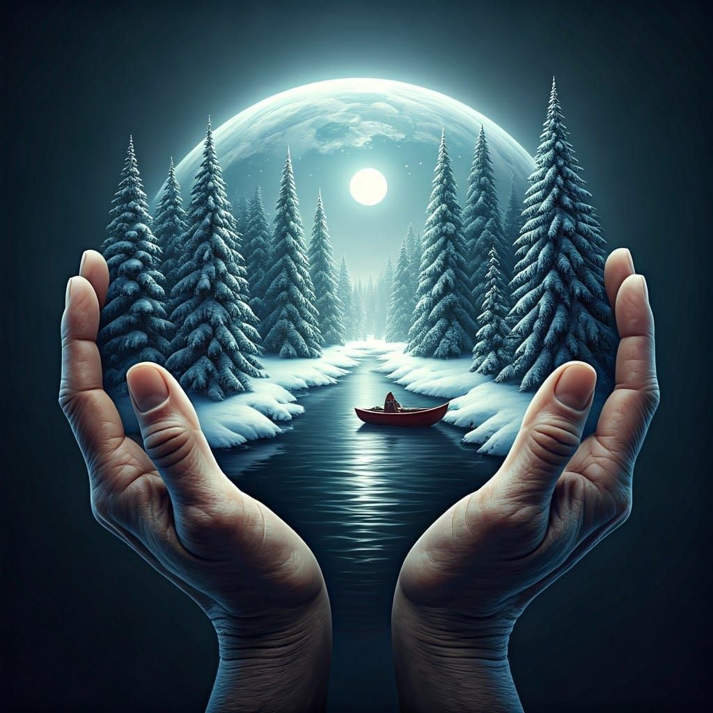 Winter Wonderland Scene in Muted Earth Tones