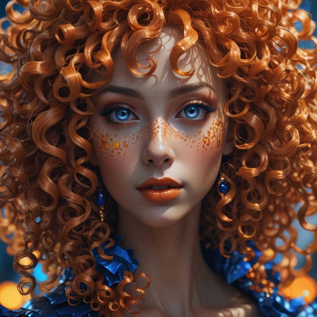 Beauty with Orange Wig and Peel Lips, Fantasy Art