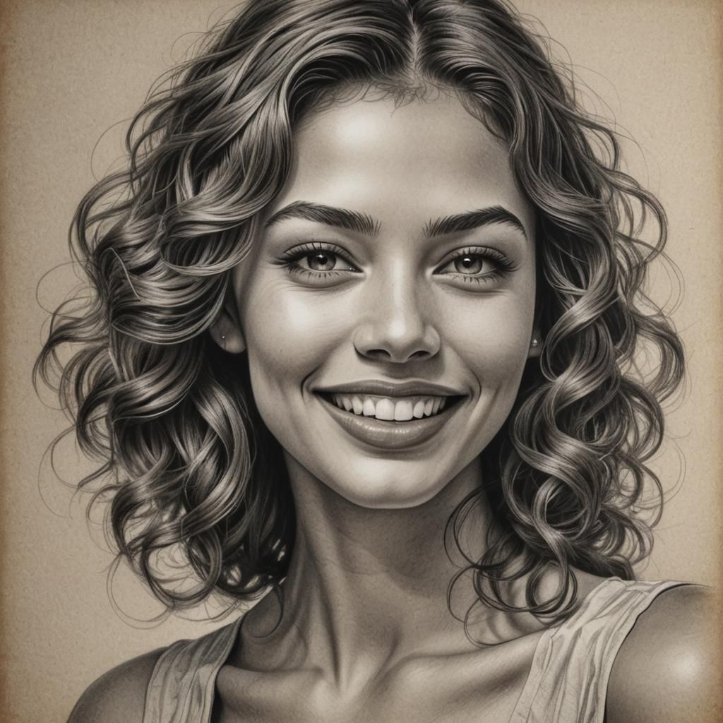 Sizzling Smile: Hyper-Realistic Pencil Art of a Woman