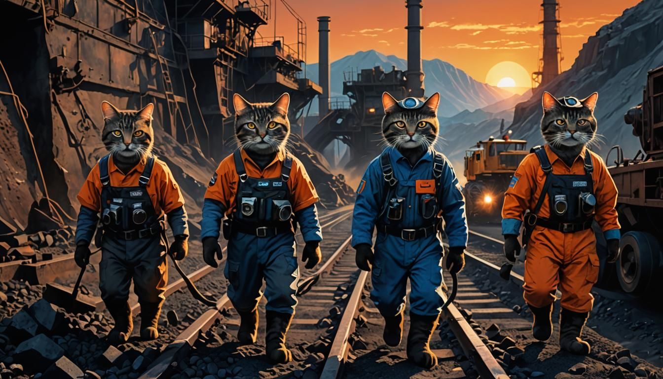 Cats Mining Coal: Fantasy Concept Art