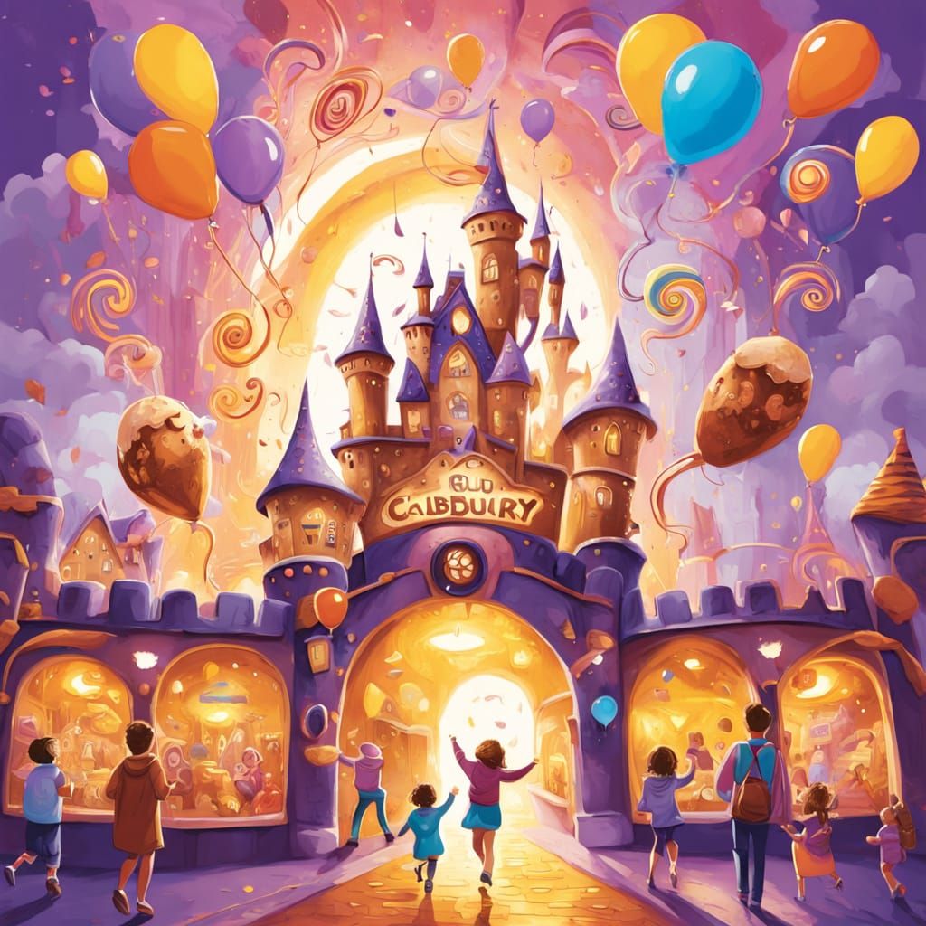 Whimsical Cadbury World Entrance in Vibrant Children's Illus...