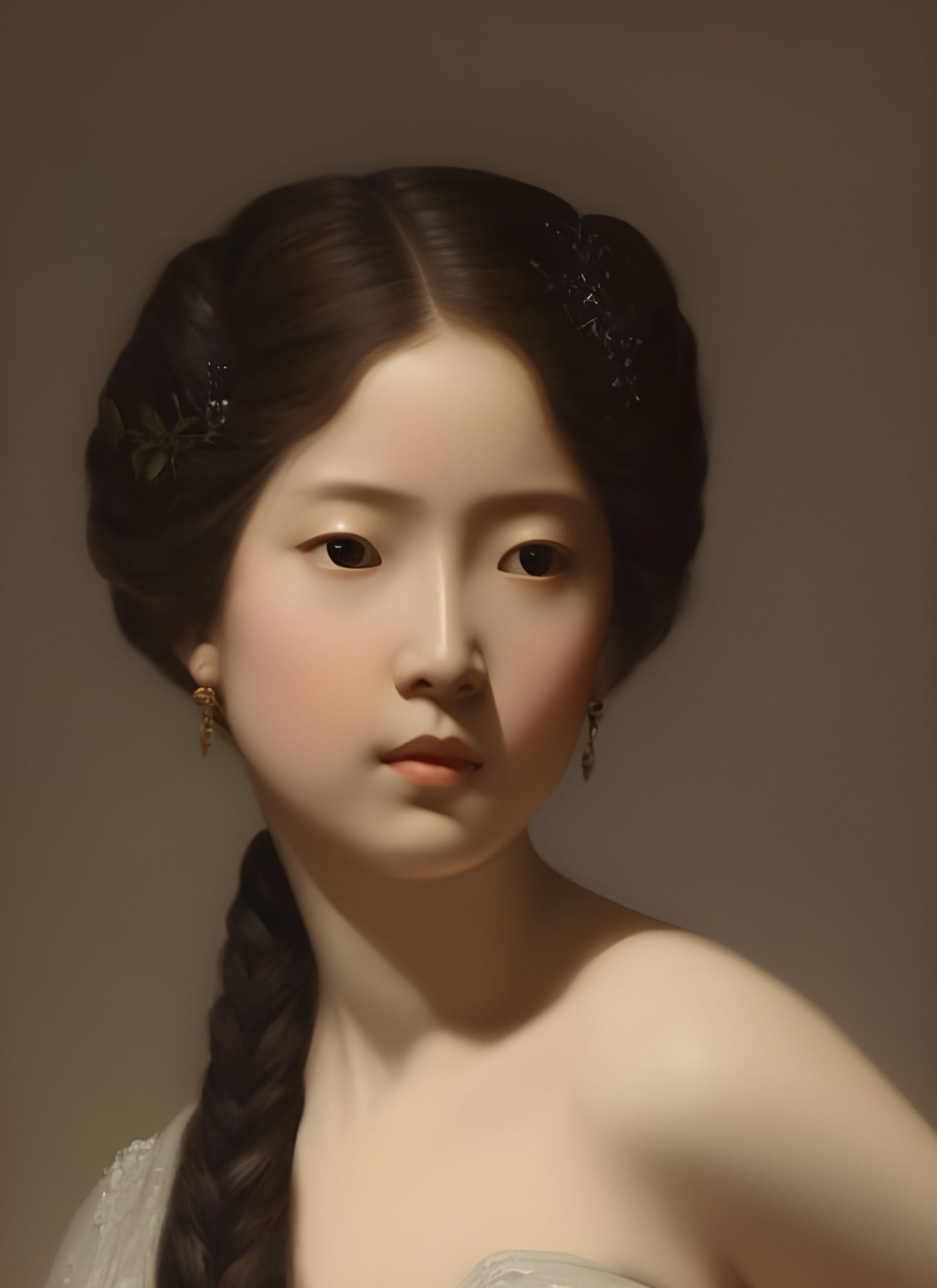 Elegant Portrait in Hyperreal Painting Style