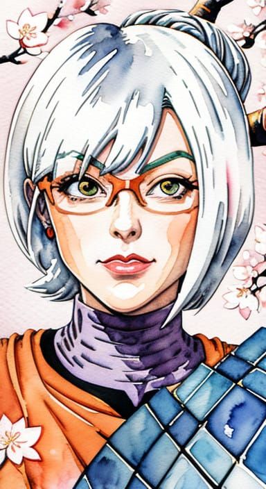 Surreal Watercolor Portrait of a Fusion of Cartoon Heroines