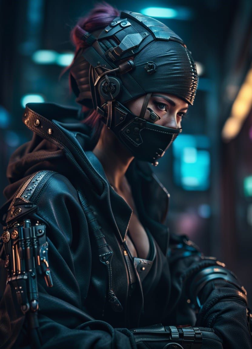 Cyberpunk ninja girl