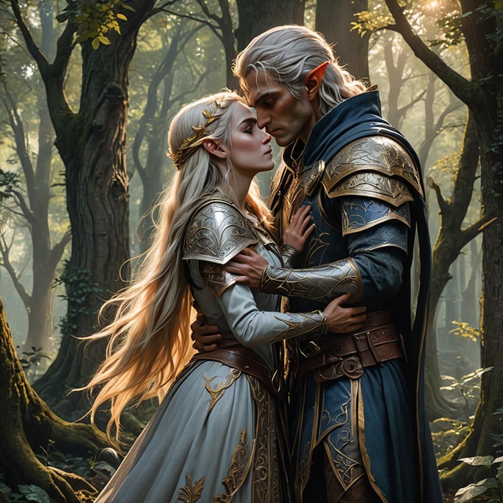 High Elf Kiss in Dark Fantasy Style