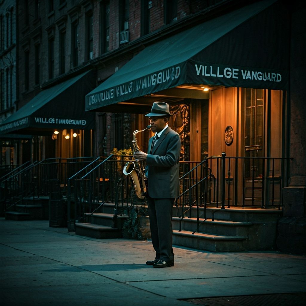 Saxophone Player in Greenwich Village Film Noir