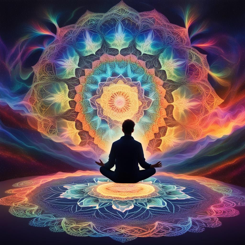 Meditative Aura: A Burst of Iridescent Light