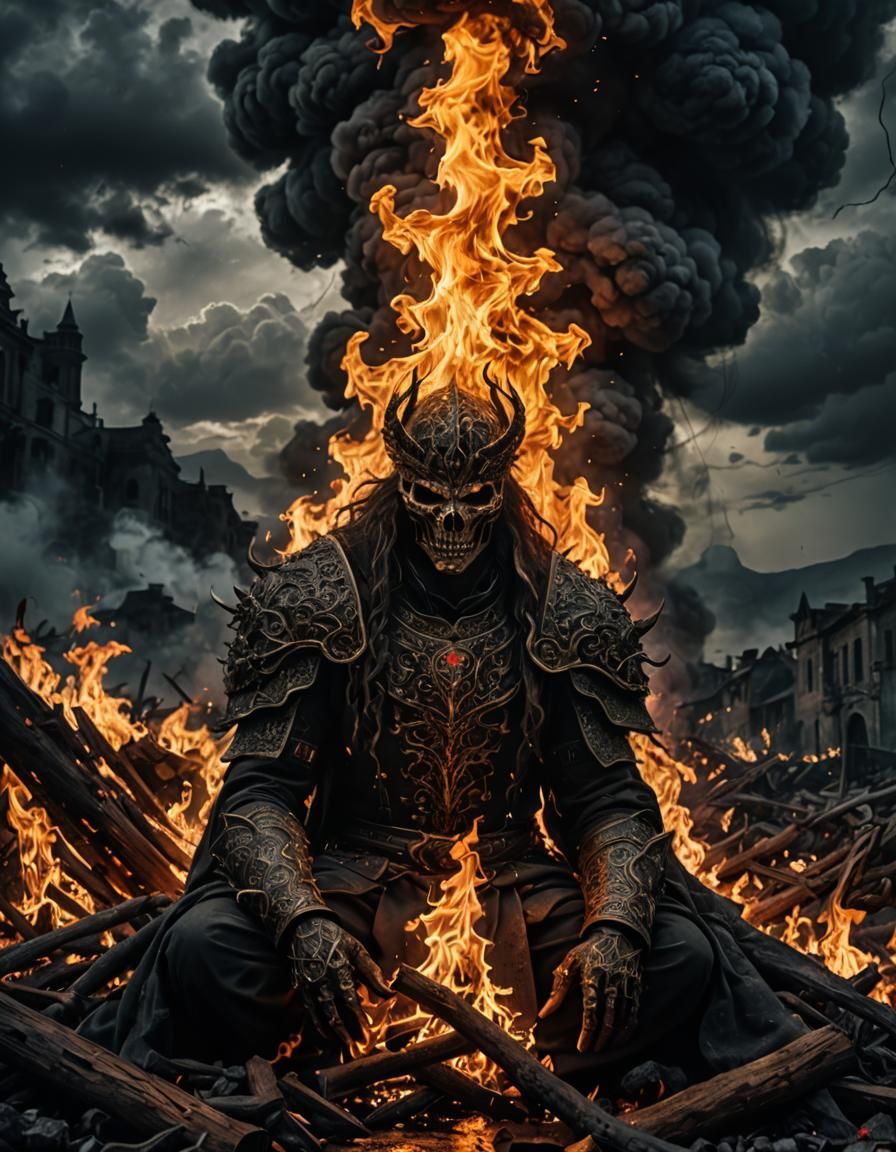 Dark Fantasy Heart Aflame with Hope