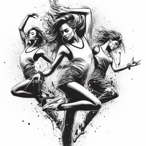 Flashdance Style Dancers in Splash Art