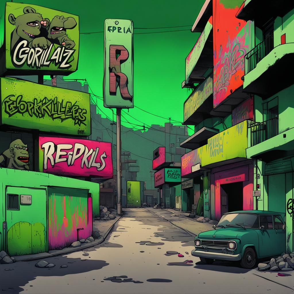 Graffiti Background in Gorillaz Phase One Style