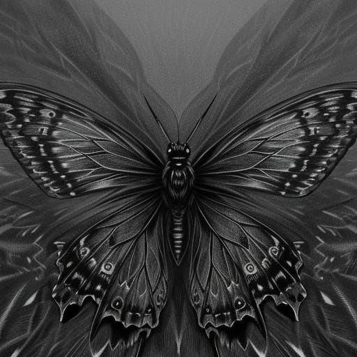 Charcoal Drawing of Swarming Butterflies