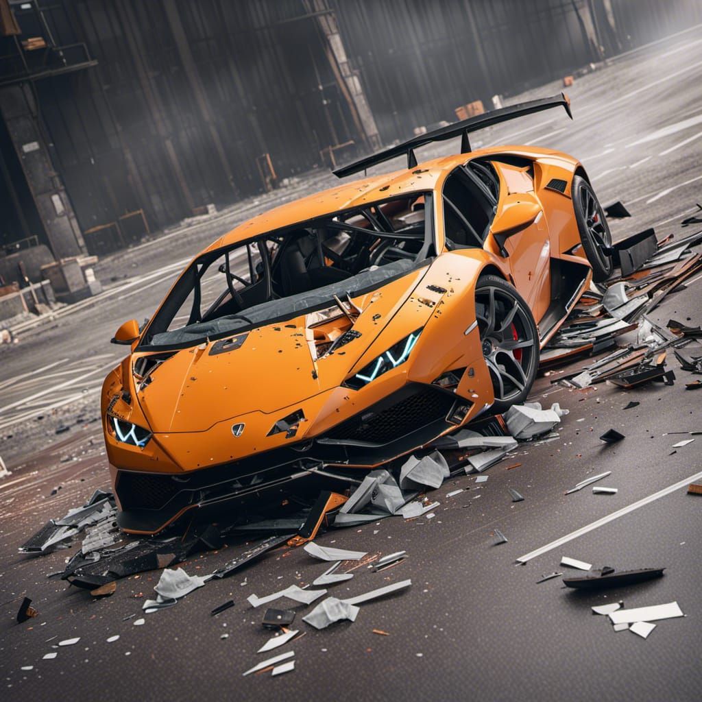 Destroyed in pieces Lamborghini Huracan STO