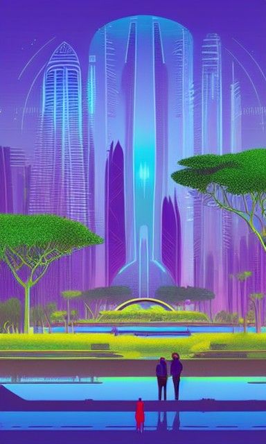 Futuristic Sci-Fi City in Harmony with Nature