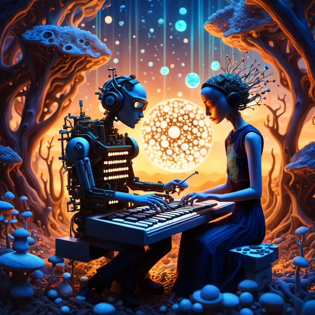 Surreal Starship Poetry Composition in a Glass Forest