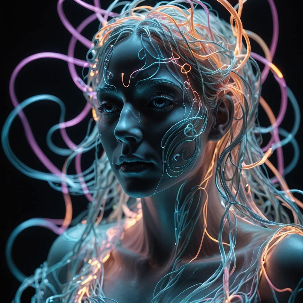 Ethereal Neon Sculpture in Vibrant Pastel Hues