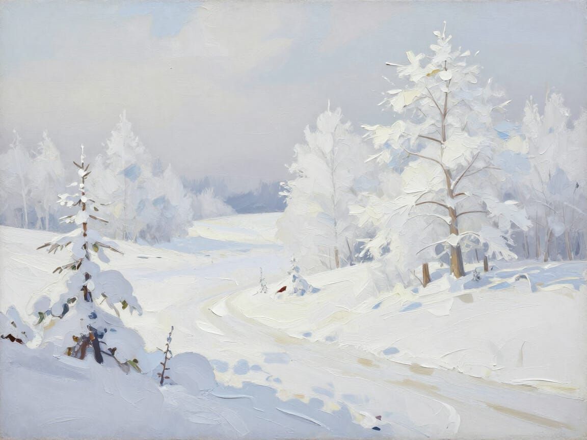 3D Winter Landscape in Gouache Impasto