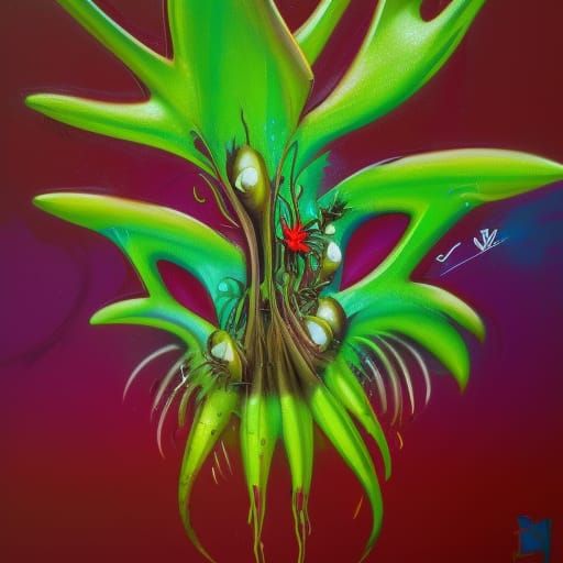 Polychromatic Venus Flytrap Graffiti Art