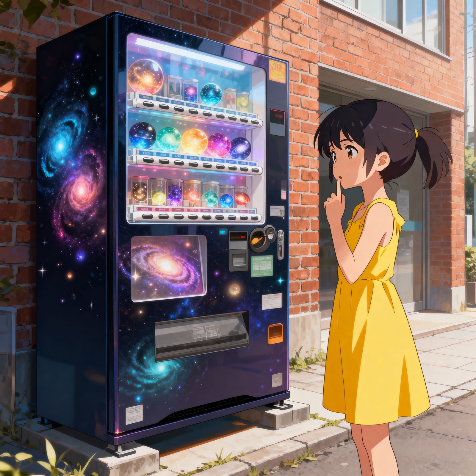 Anime Vending Machine Selling Galaxies With Cute Girl