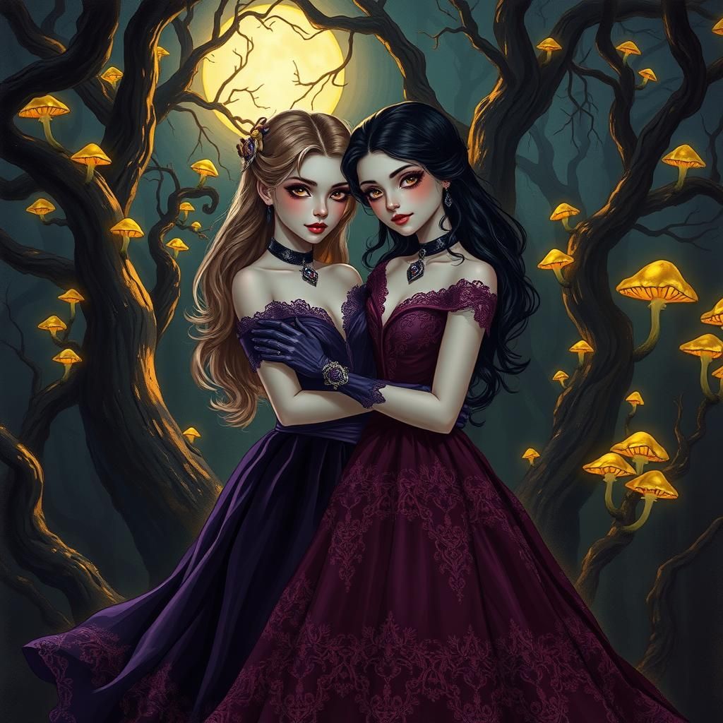 Vampire Girl's Enchanted Date in Mystical Forest