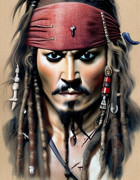 Detailed Portrait of Captain Jack Sparrow and Will Turner