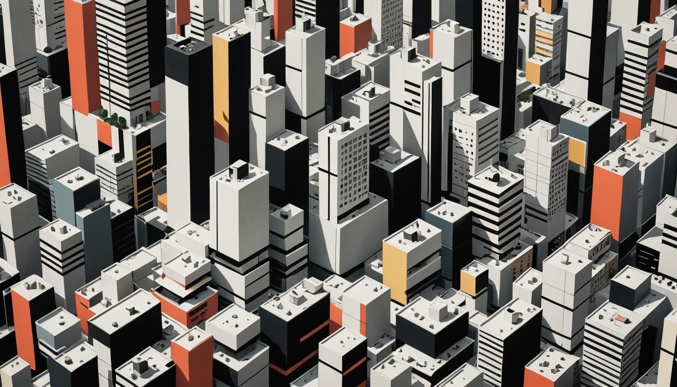 Geometric Urban Sprawl in De Stijl Style