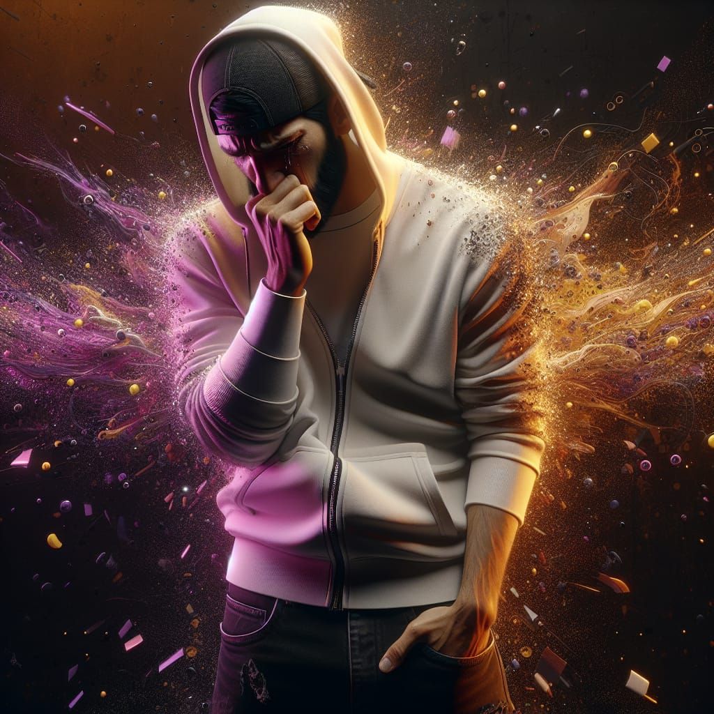 Remorseful Man in Hoodie: Dark Fantasy Concept Art