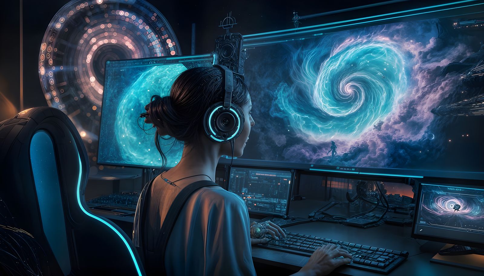 Futuristic Dream Recording Machine with Dynamic Lighting