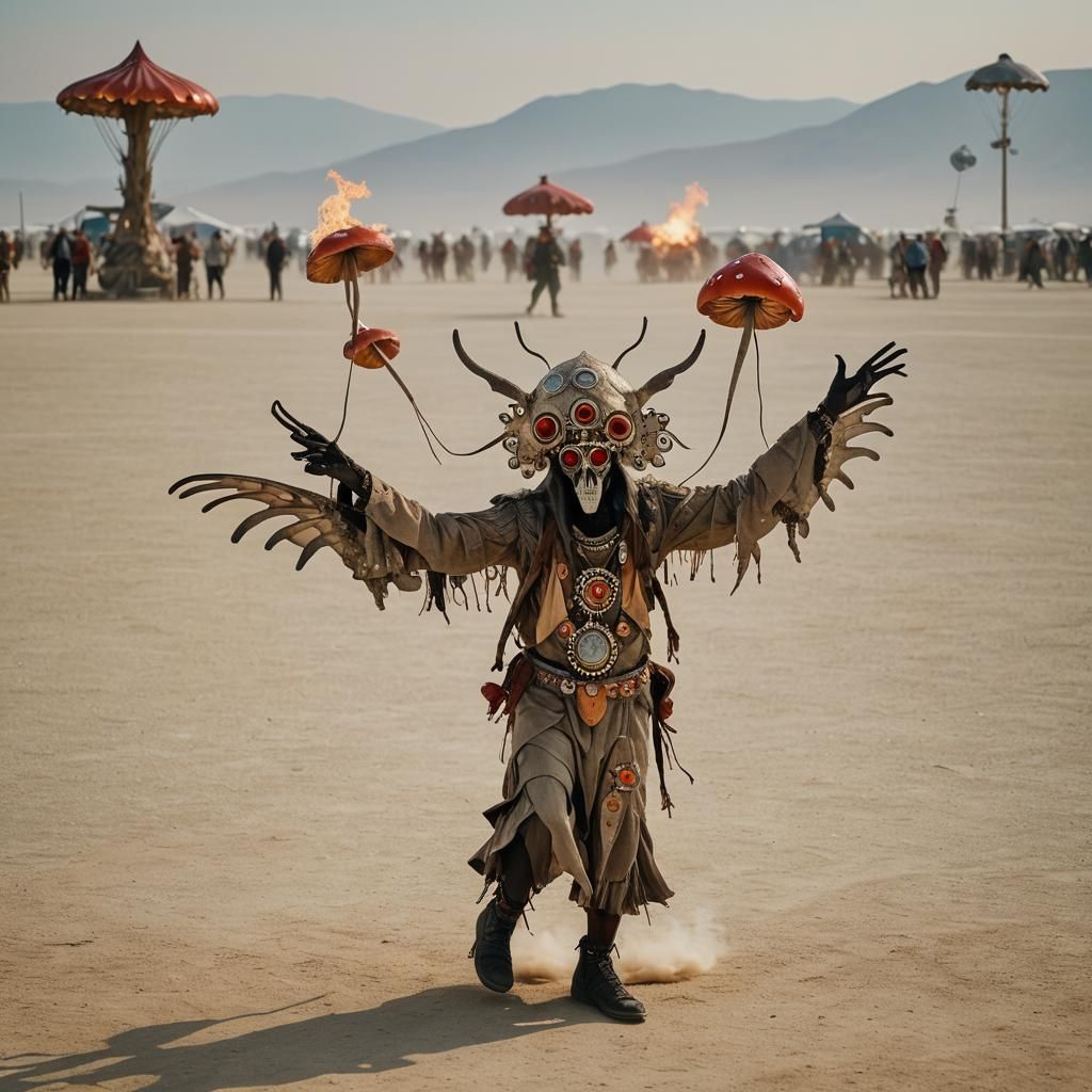 Mothman Dances at Burning Man