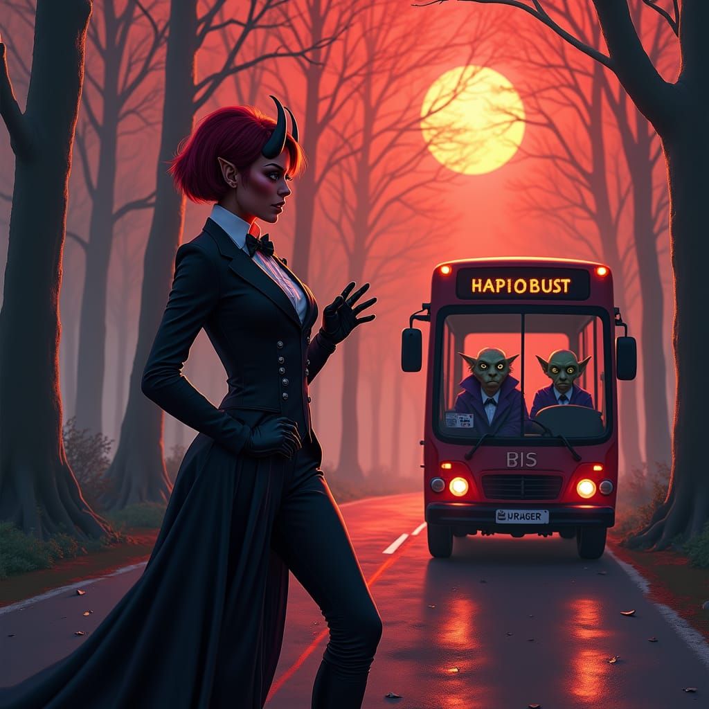 Tiefling Welcomes Ghosts onto Spooky Bus