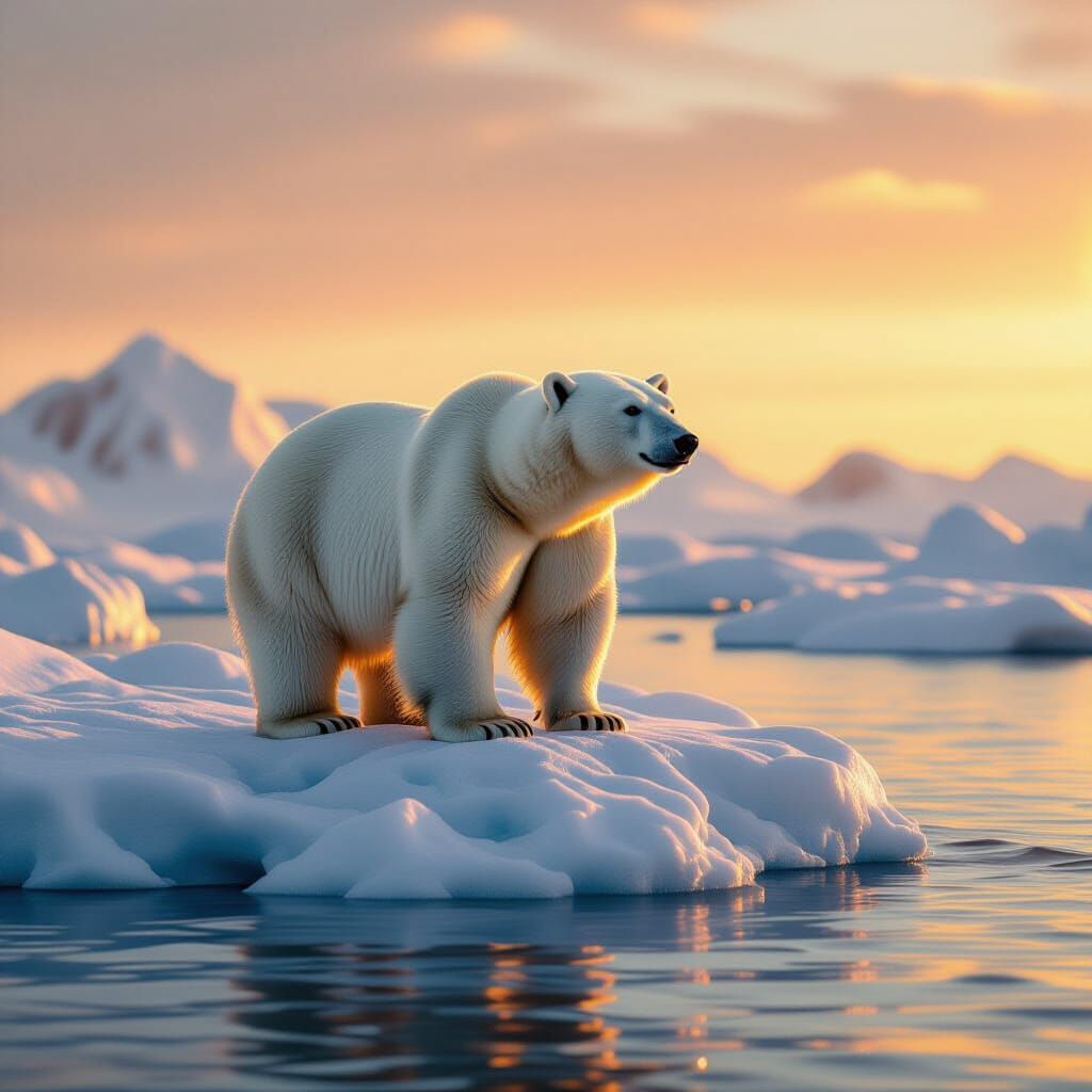 Polar Bear on Iceberg in Atmospheric Digital Style