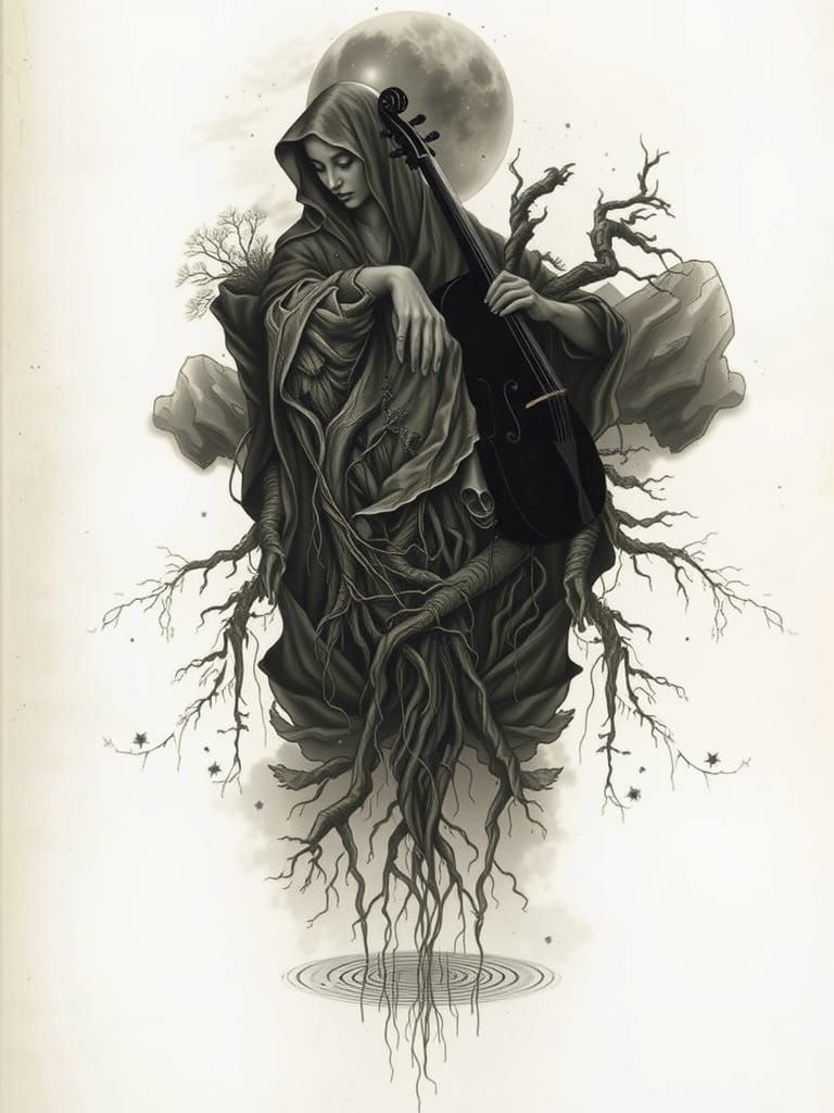 Celestial Mountain Goddess Tattoo Design