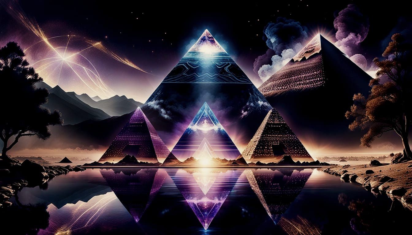 Geometric Light Body Activation in Double Exposure