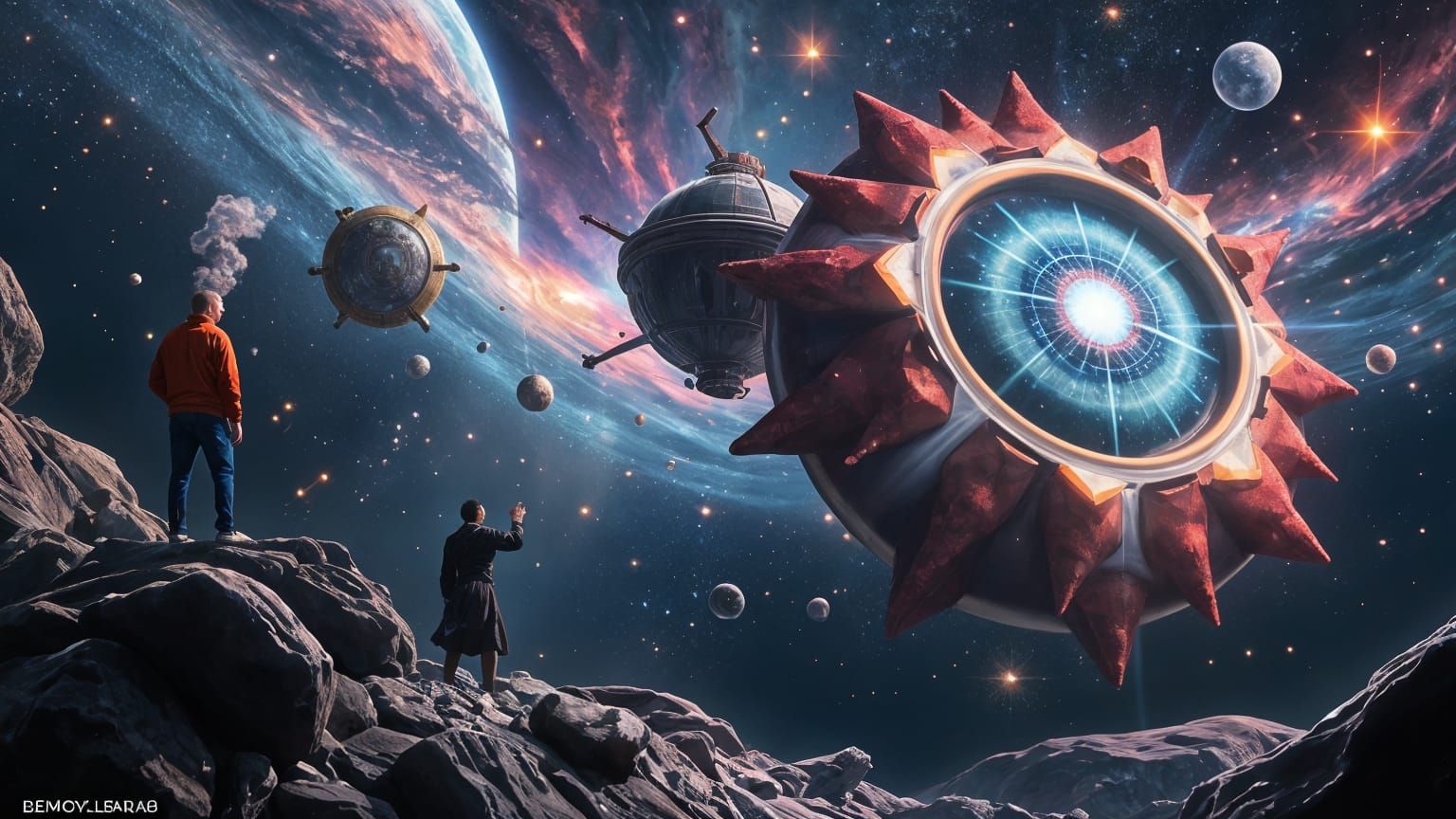 Nebula Goddess in Retro Sci-Fi Style