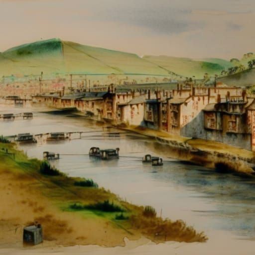 Dystopian Mountain Village: Watercolour Painting in Turner S...