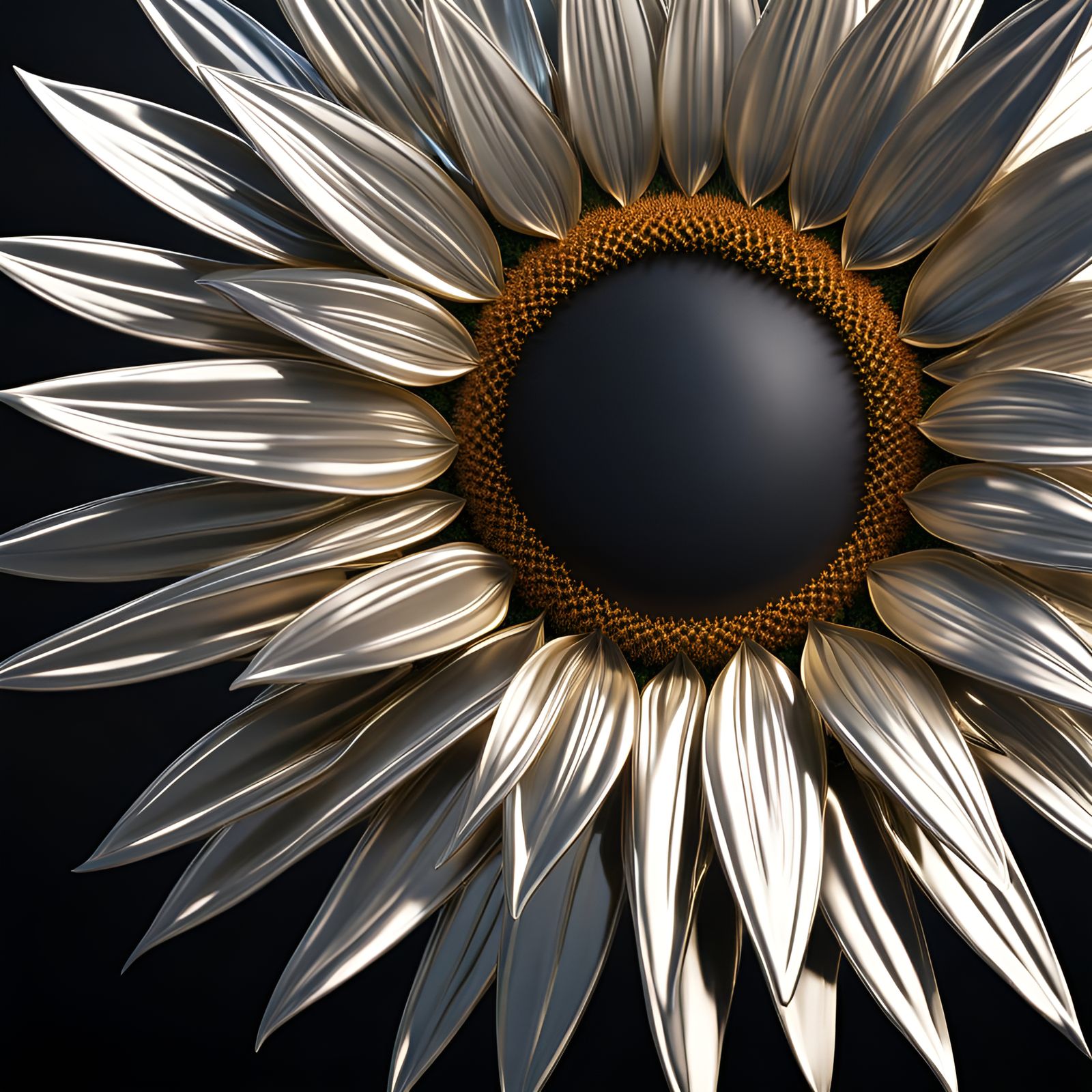 Detailed Metal Sunflower in Sunny Garden