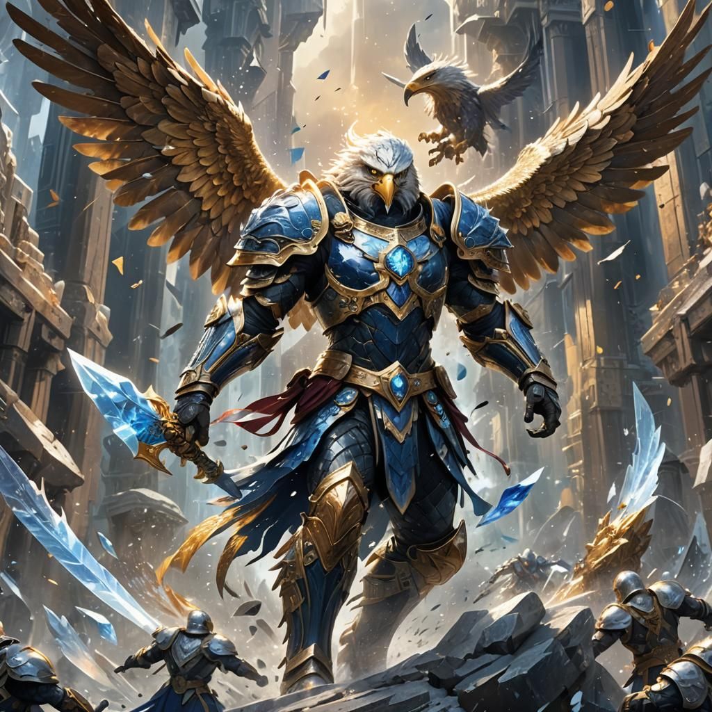 Crystal Eagle Warrior Battlescape in High Fantasy Style