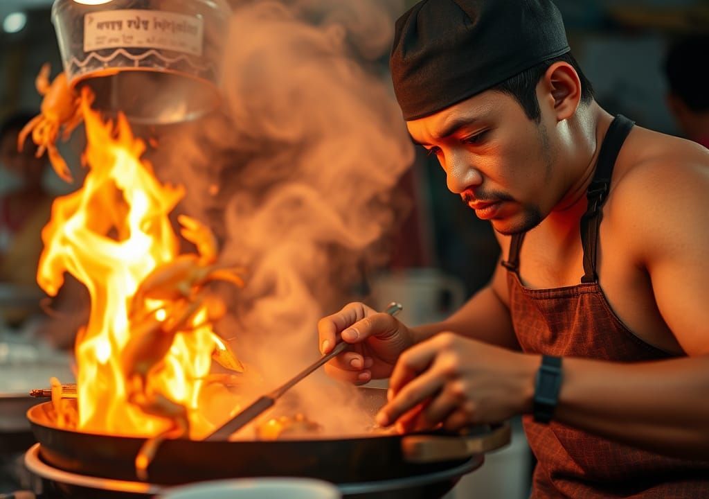 Bangkok Street Cook: High Resolution Photo