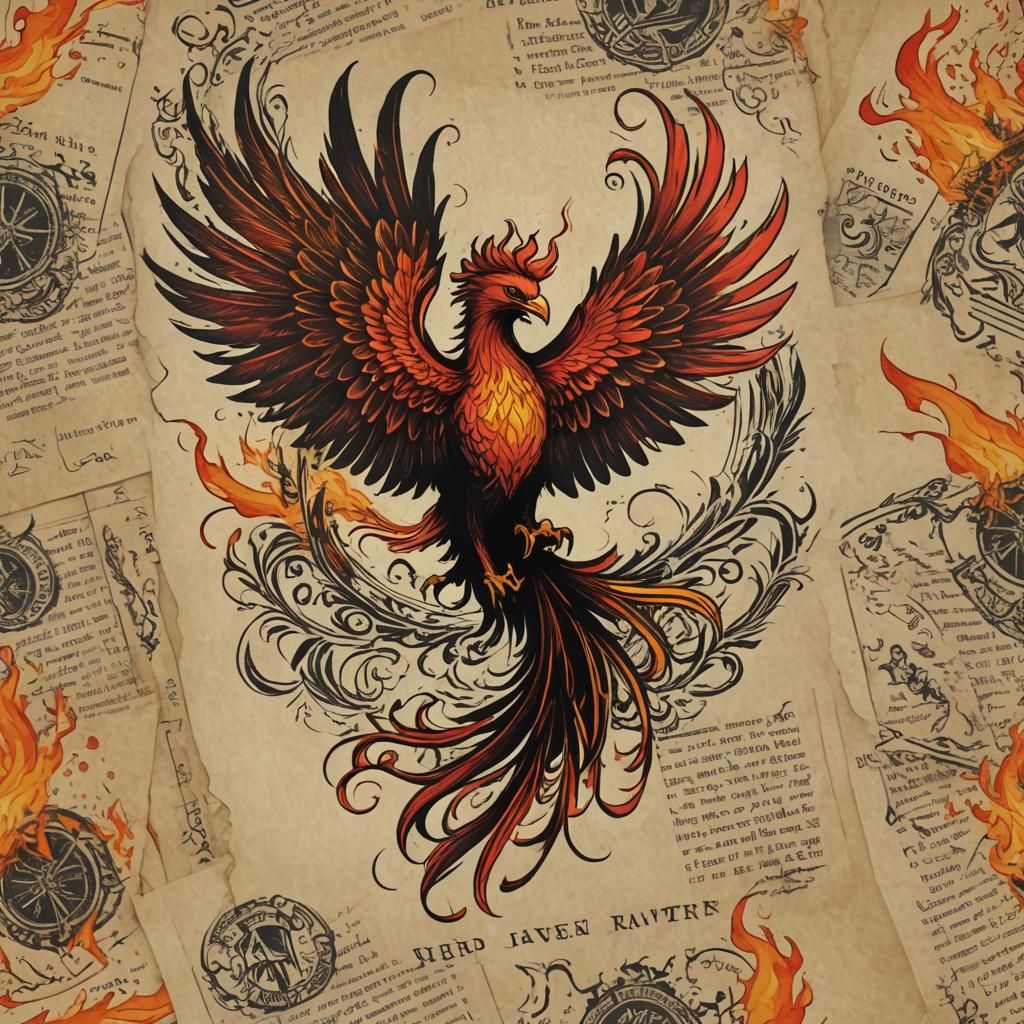 Burning Phoenix Book Cover Art in Dark Fantasy Style