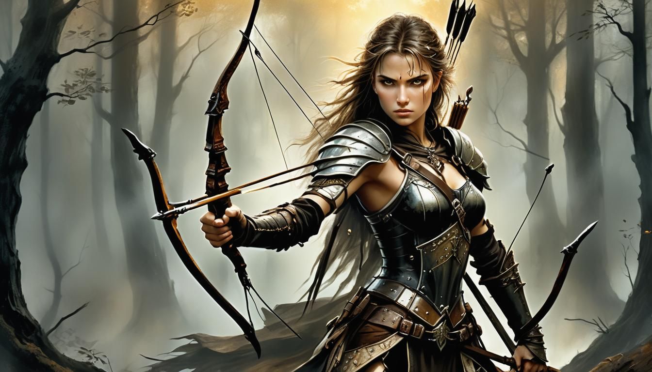 Female Archer with Arbalète in Gothic Style