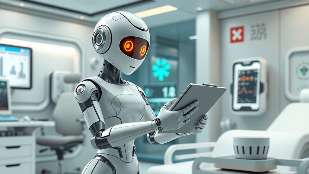 Futuristic Robot Nurse Rosie in a Modern Hospital