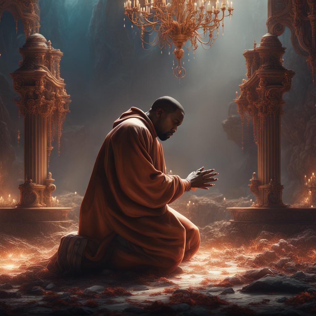 Kanye West Praying: Detailed Matte Painting