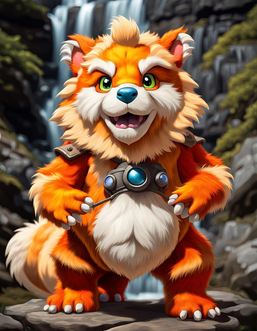 Care Bear Dragon Growlithe in Cinematic Photo Realism