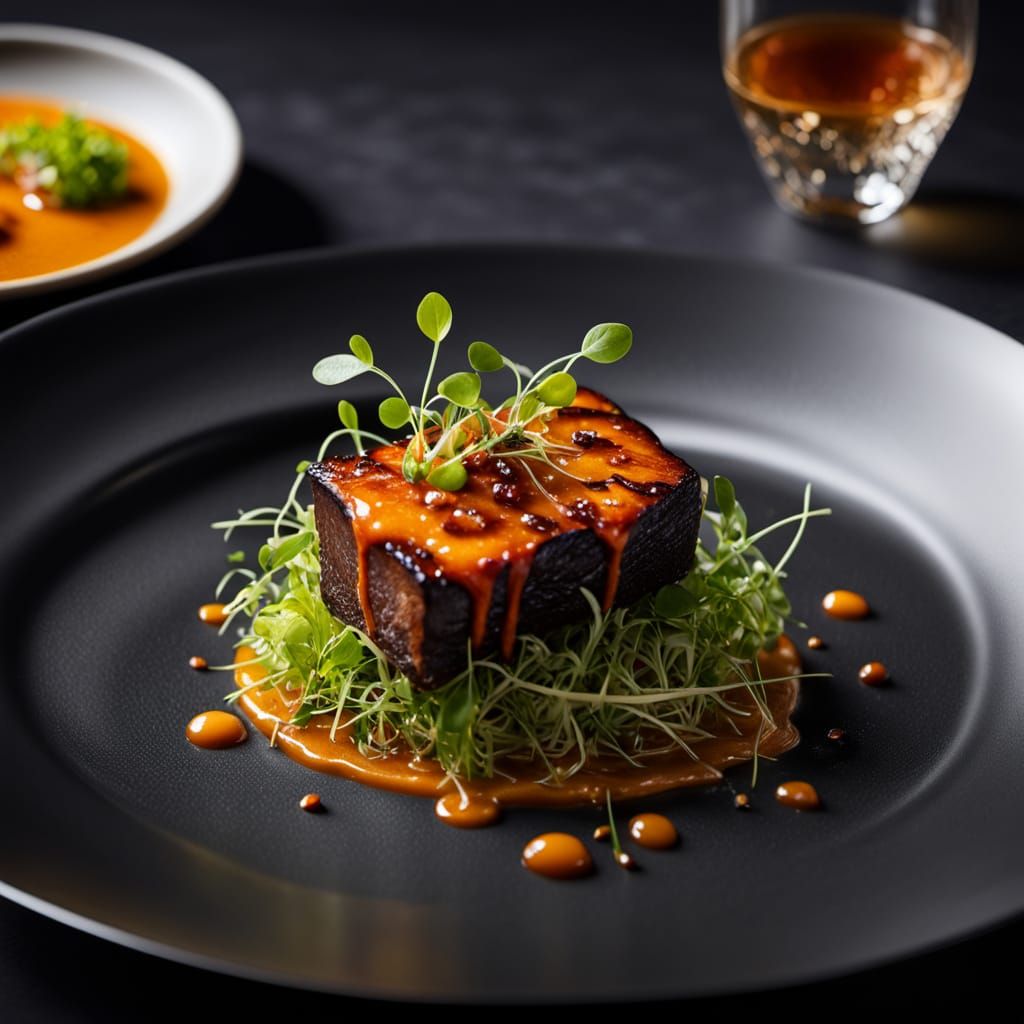 Luxurious Fine Dining Macro Shot in Vivid Digital Art