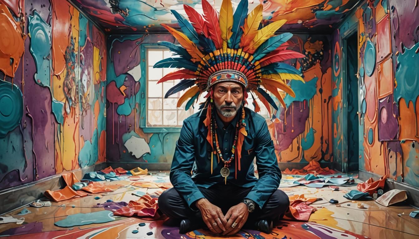 Surreal Madman in Abstract Psychedelic Art Style