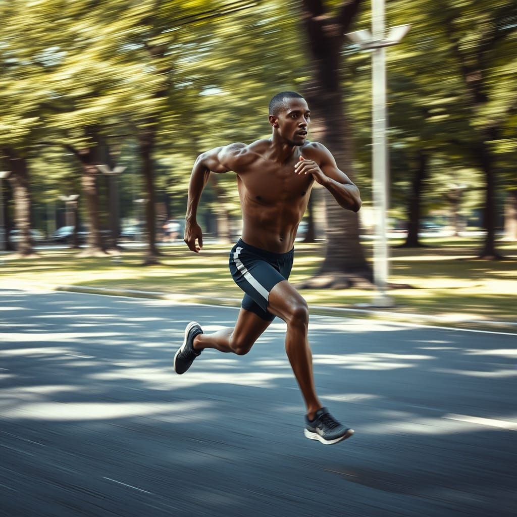 Hyperrealistic Athlete Sprinting with Motion Blur