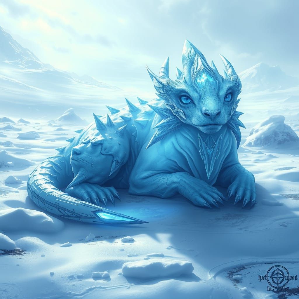 Majestic Ice Elemental Rests in Snowy Tundra
