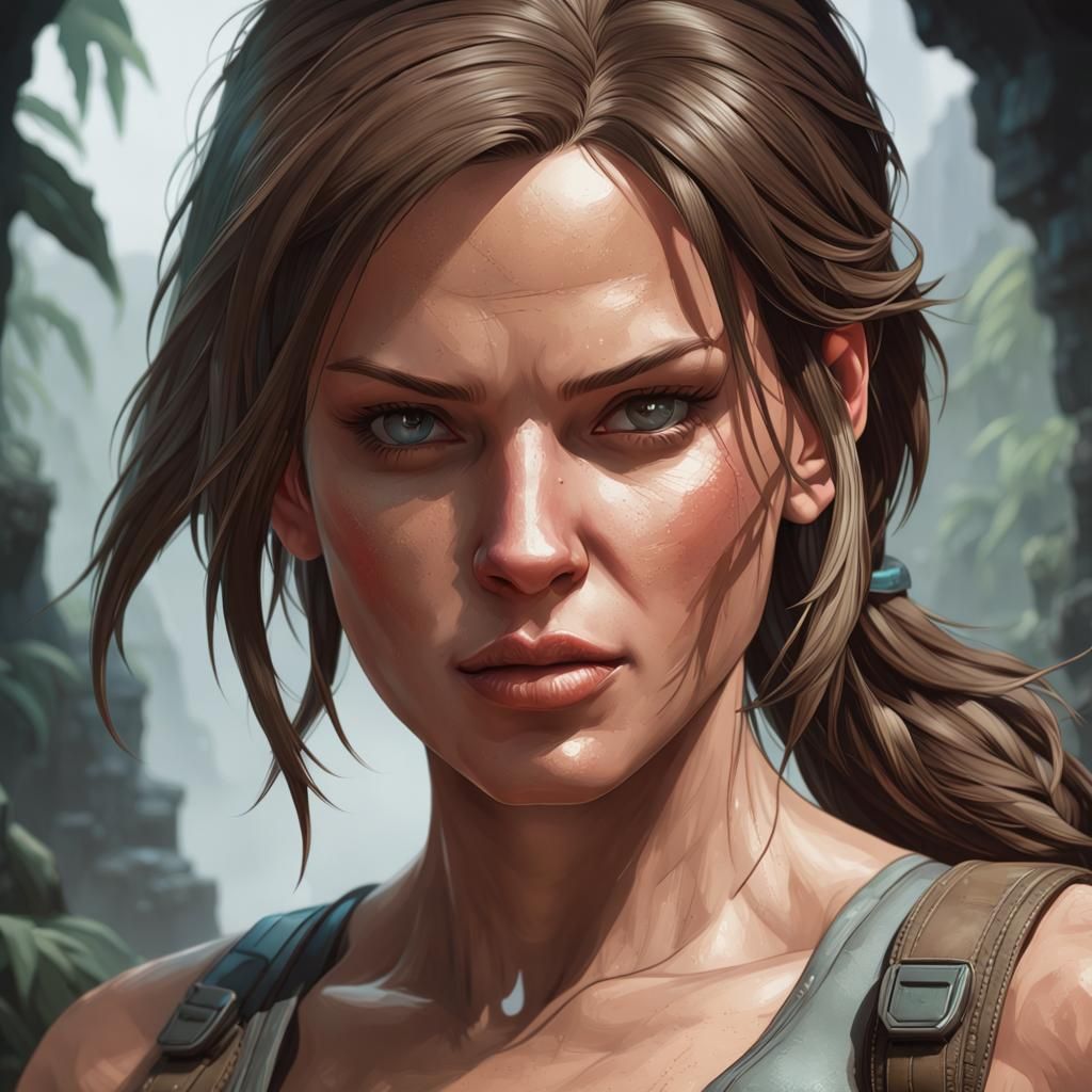 Lara Croft Portrait in Art Nouveau Style